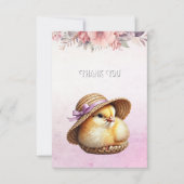 Little Chick Pink Ribbon Dankeschön Karte (Vorderseite)
