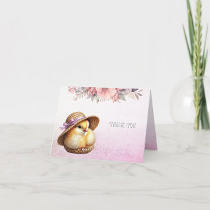 Little Chick Pink Ribbon Dankeschön Karte