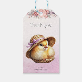 Little Chick Pink Ribbon Gift Tag Geschenkanhänger