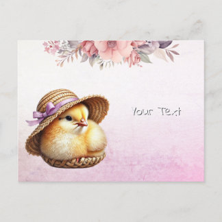 Little Chick Pink Ribbon Postkarte