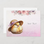 Little Chick Pink Ribbon Postkarte (Vorne/Hinten)