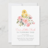Little Chick Spring 1. Geburtstag Einladung (Vorderseite)