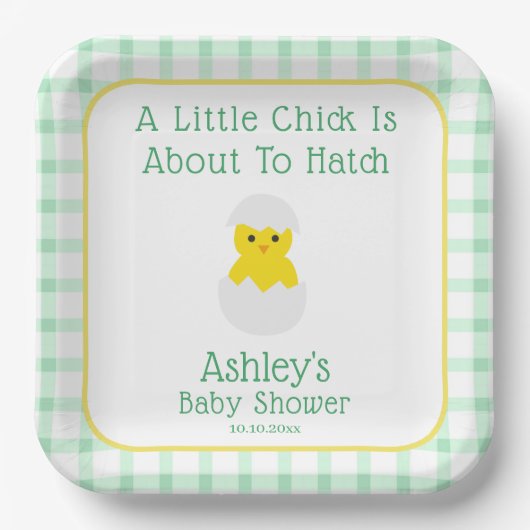 Little Chick To Hatch Gender Neutral Baby Shower Pappteller (Vorderseite)