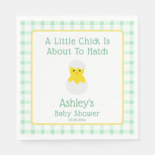 Little Chick To Hatch Gender Neutral Baby Shower Serviette (Vorderseite)