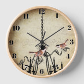 Little Chickadee Chandelier Love Bird Clock Wanduhr (Vorderseite)