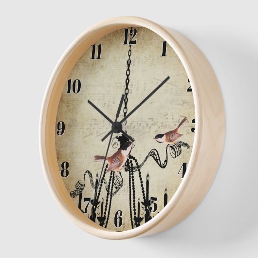 Little Chickadee Chandelier Love Bird Clock Wanduhr (Winkel)