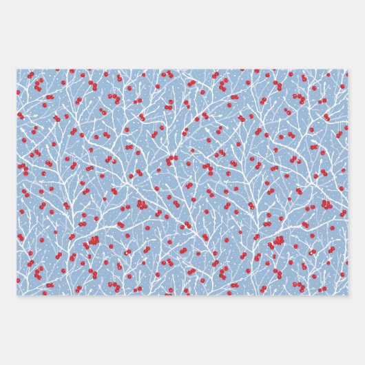 Little Chickadees + Snowy Winterberries Set Geschenkpapier Set (Vorderseite 3)