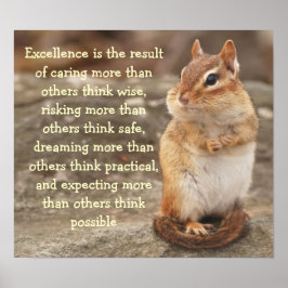 Little Chipmunk Excellence Quote Poster