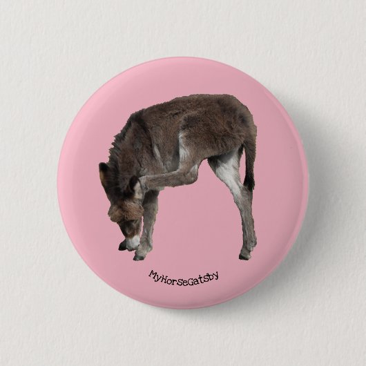 Little Chocolate Donkey Foal Scratching Ohr Button (Vorderseite)