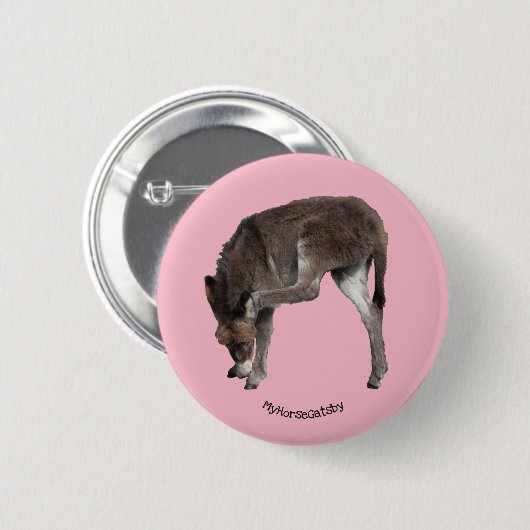 Little Chocolate Donkey Foal Scratching Ohr Button (Vorne & Hinten)