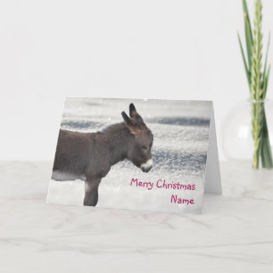 Little Chocolate Donkey Snowy Christmas Card Feiertagskarte