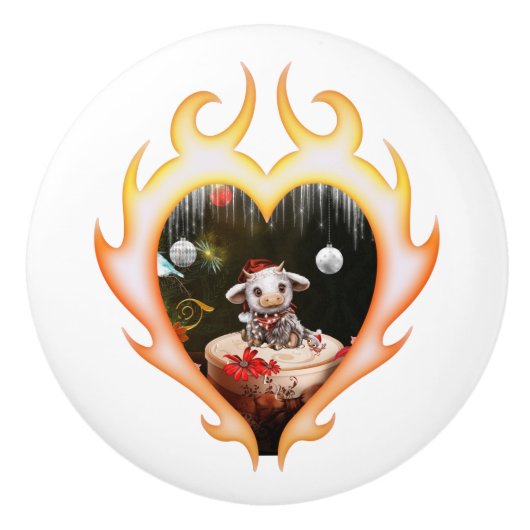 Little christmas cow keramikknauf (Vorderseite)