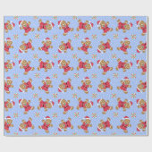 Little Christmas Gingerbread Boys Blue Geschenkpapier (Flach)