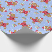 Little Christmas Gingerbread Boys Blue Geschenkpapier (Ecke)