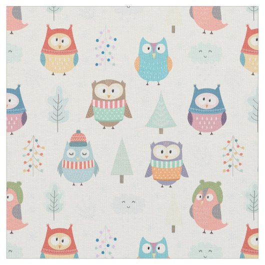 Little Christmas Owls Stoff (Nahaufnahme)