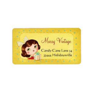 Little Christmas Vintag Doll Address Labels Adressaufkleber