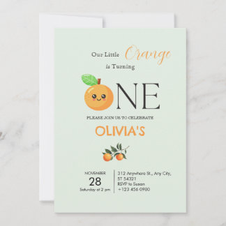 Little Citrus Orange 1st Birthday Invitation Einladung