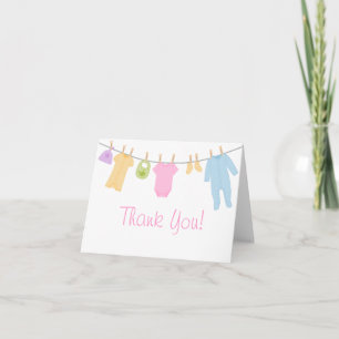 Little Clothes Baby Sip and See Thank You Cards Dankeskarte