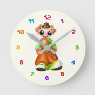 Little Clown Baby Clock - Circus - Malerei Runde Wanduhr