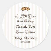 Little Coffee Bean Baby Shower Thank You Runder Aufkleber (Vorderseite)
