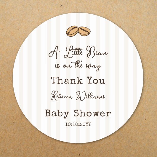 Little Coffee Bean Baby Shower Thank You Runder Aufkleber