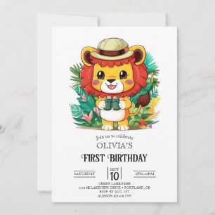 Little Colorful Lion 1. Geburtstag digital Einladung