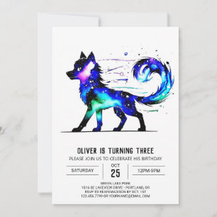 Little Colorful Wolf Digital Boy Geburtstag Einladung