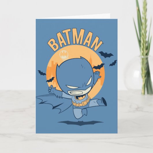 Little Comic Batman Flying Kick Karte (Vorderseite)