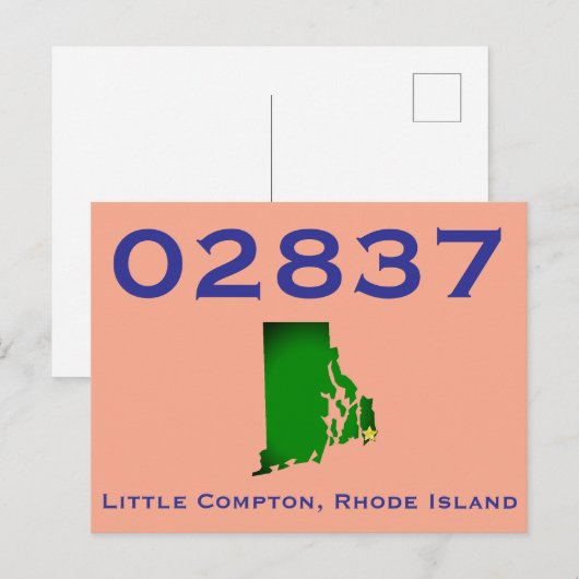 Little Compton, RI Zip Code - 02837 - Sakonnet, LC Postkarte (Vorne/Hinten)