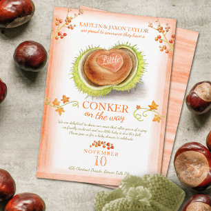 Little Conker Herz Wasserfarben Babydusche Ankündigung