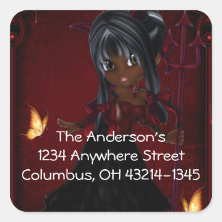Little Cookie Devil Girl Design 4 Quadratischer Aufkleber