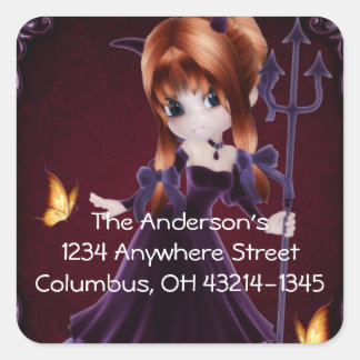 Little Cookie Devil Girl Design 5 Quadratischer Aufkleber
