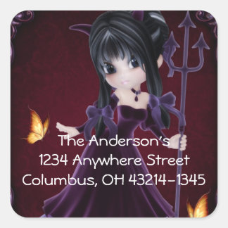 Little Cookie Devil Girl Design 6 Quadratischer Aufkleber