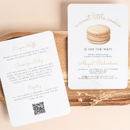 Little Cookie Macaron QR Code Neutral Baby Shower Einladung