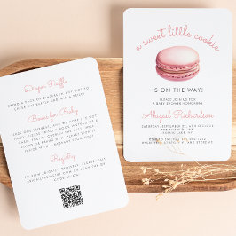 Little Cookie Macaron QR Code Pink Baby Shower Einladung