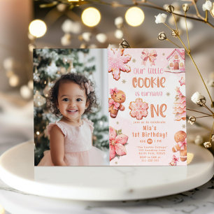 Little Cookie Weihnachten 1. Geburtstag Foto Einladung