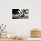 Little Country Church in Schwarz und Weiß Poster (Küche)