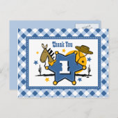 Little Cowboy 1. Geburtstag Danke Postcard Postkarte (Vorne/Hinten)