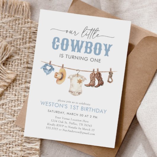 Little Cowboy 1. Geburtstag Einladung