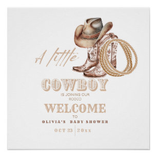 Little Cowboy Baby Dusche Gender Neutral Poster