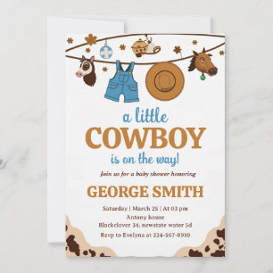 Little Cowboy Baby Dusche Honorar Party Einladung