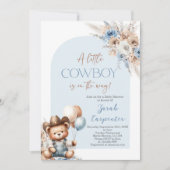Little Cowboy Baby Shower Bärenjunge Einladung (Vorderseite)