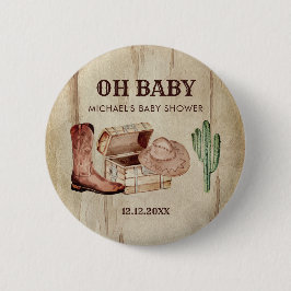 Little Cowboy Baby Shower Cactus Boots Hat Button