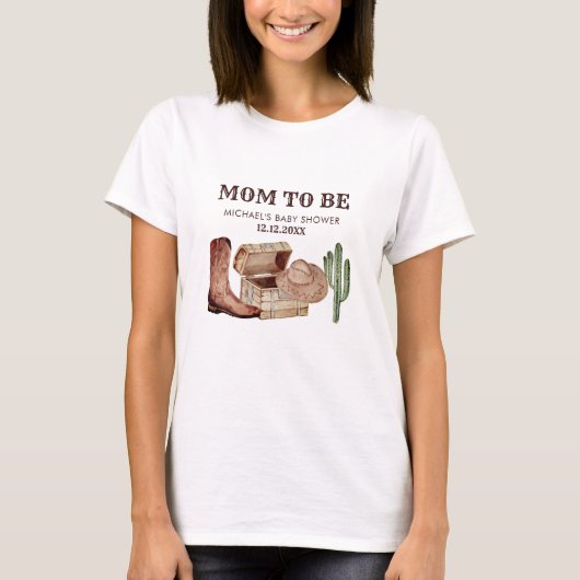 Little Cowboy Baby Shower Cactus MOM TO BE T-Shirt (Vorderseite)