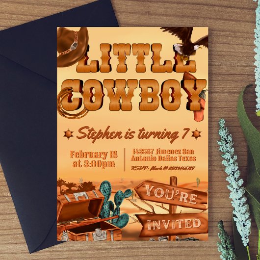 Little Cowboy Birthday Einladung