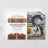 Little Cowboy Birthday Party First Rodeo Wild West Einladung (Vorderseite)