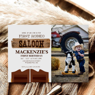 Little Cowboy Birthday Party First Rodeo Wild West Einladung