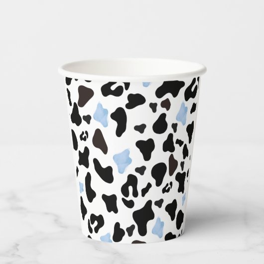 Little Cowboy Black and Blue Cow Pattern Pappbecher (Rückseite)
