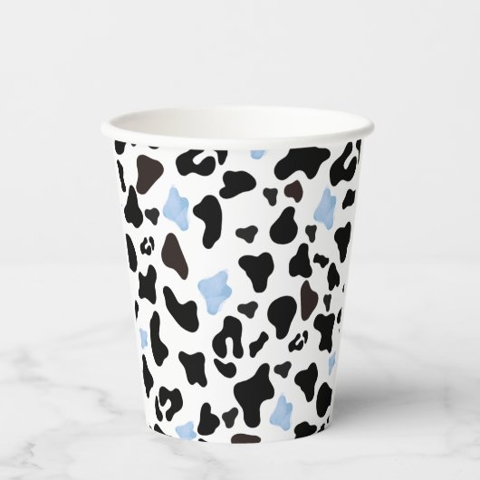 Little Cowboy Black and Blue Cow Pattern Pappbecher (Vorderseite)