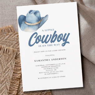Little Cowboy Blue Western Boy Baby Shower Einladung